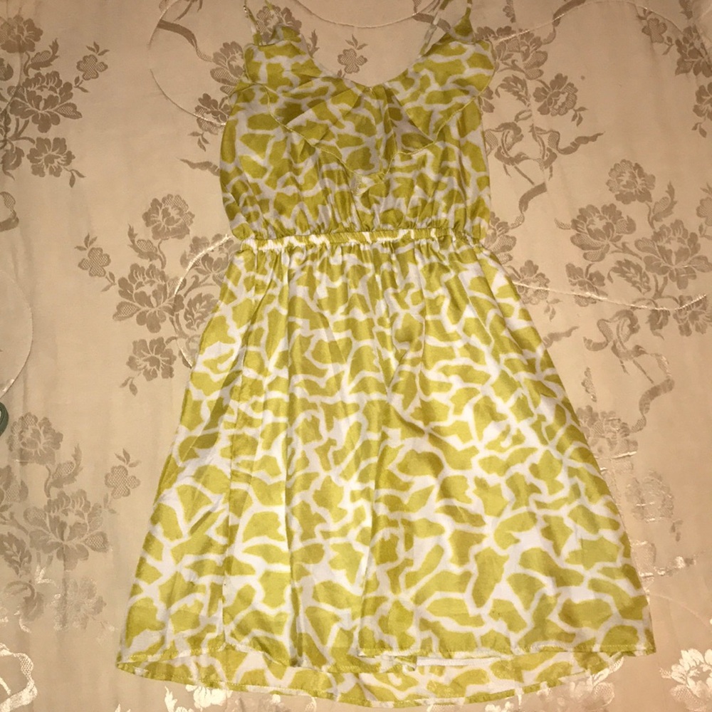 Mustard yellow floral skater mini dress